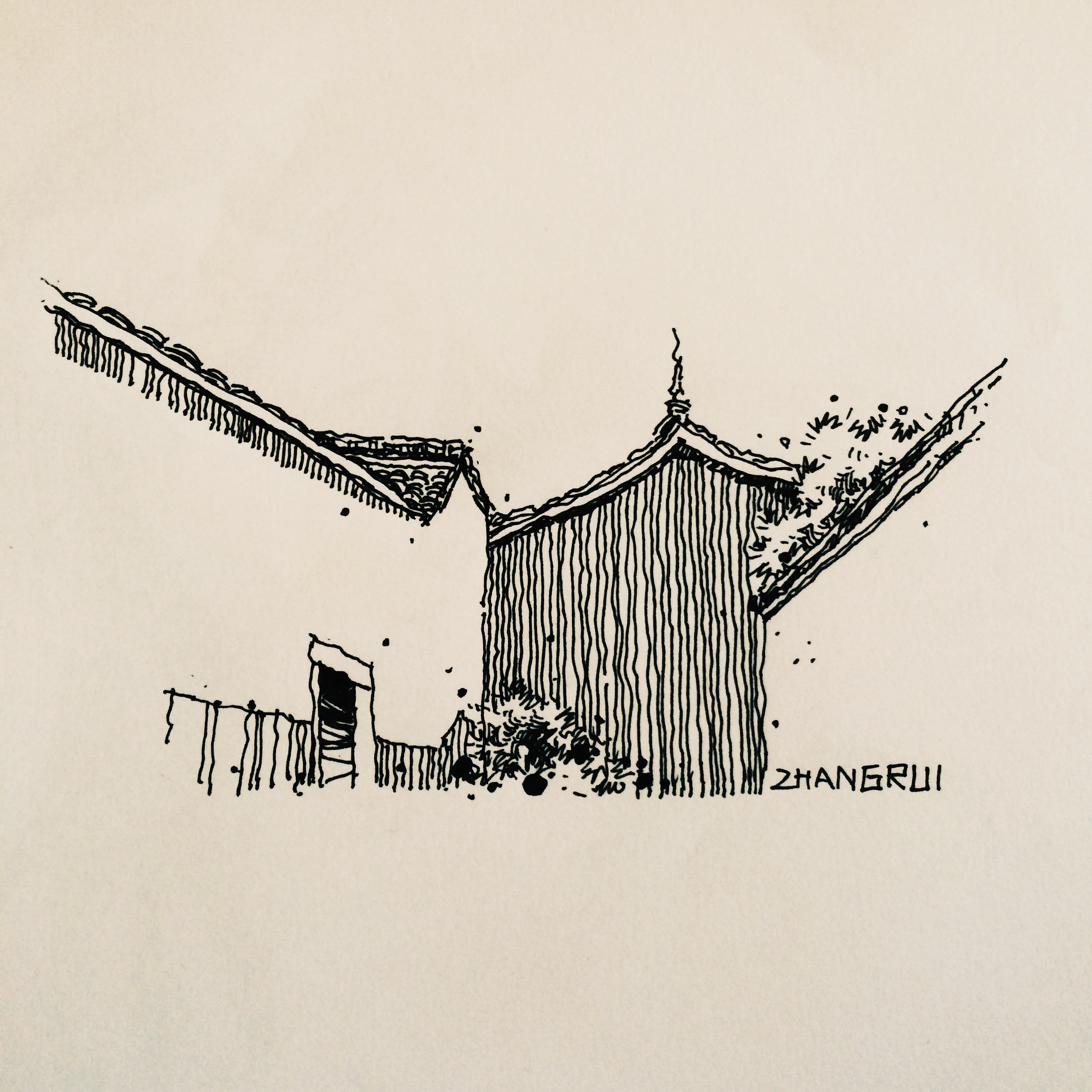 钢笔风景速写简单