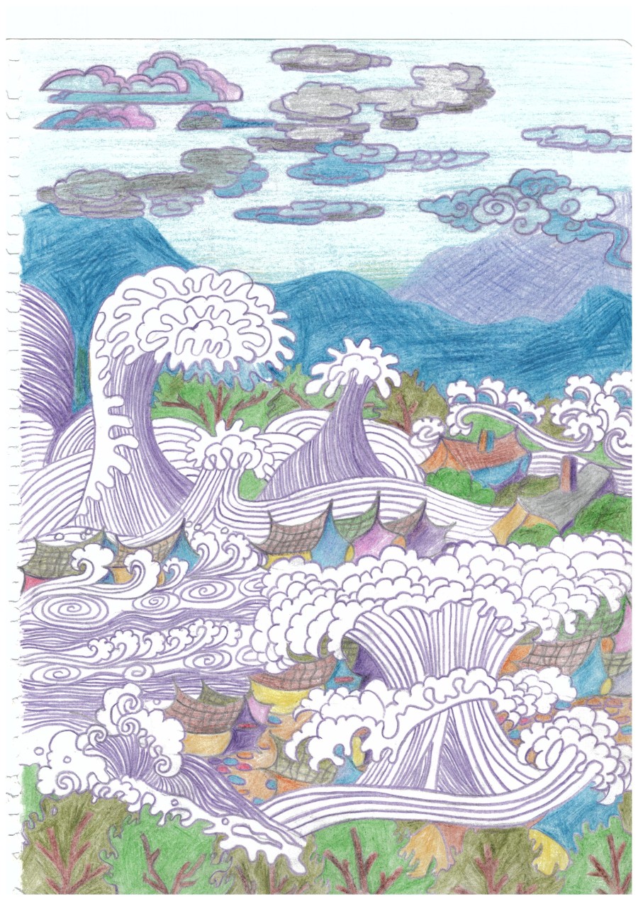 海啸插图|其他绘画|插画|闪电荆棘鸟 - 原创设计