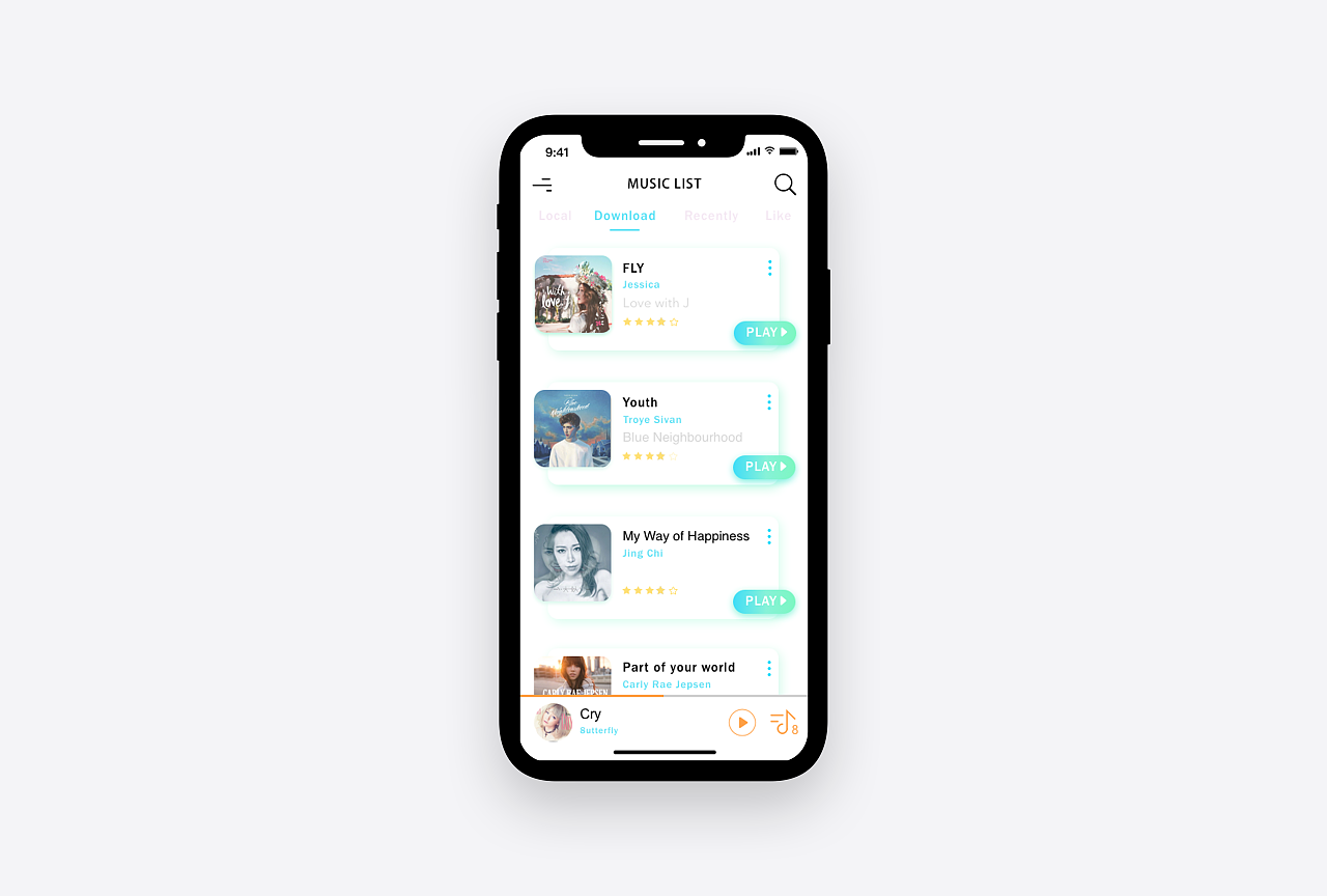 炫彩iphonex音乐app概念设计|ui|app界面|hans_k - 原创作品 - 站酷