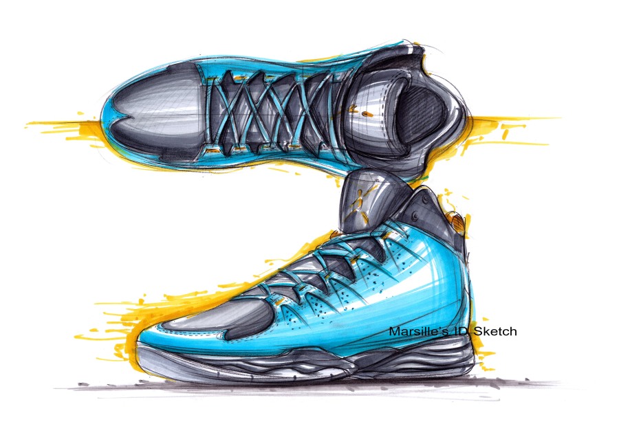 工业产品设计手绘之篮球鞋步鄹图~~马赛(Mar