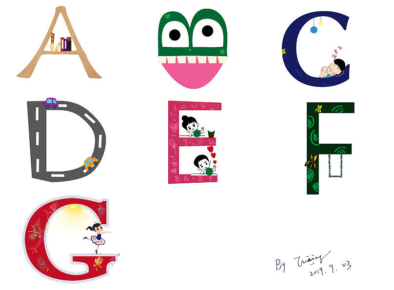 字母创意a-g|平面|图案|小圆渣渣 原创作品 站酷(zcool)