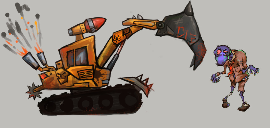 疯狂的挖掘机设定图|游戏原画|插画|狂奔的羊驼