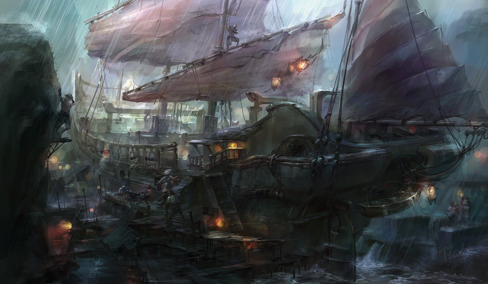 自主原创之 中国海盗典故 海盗船在峡湾中
