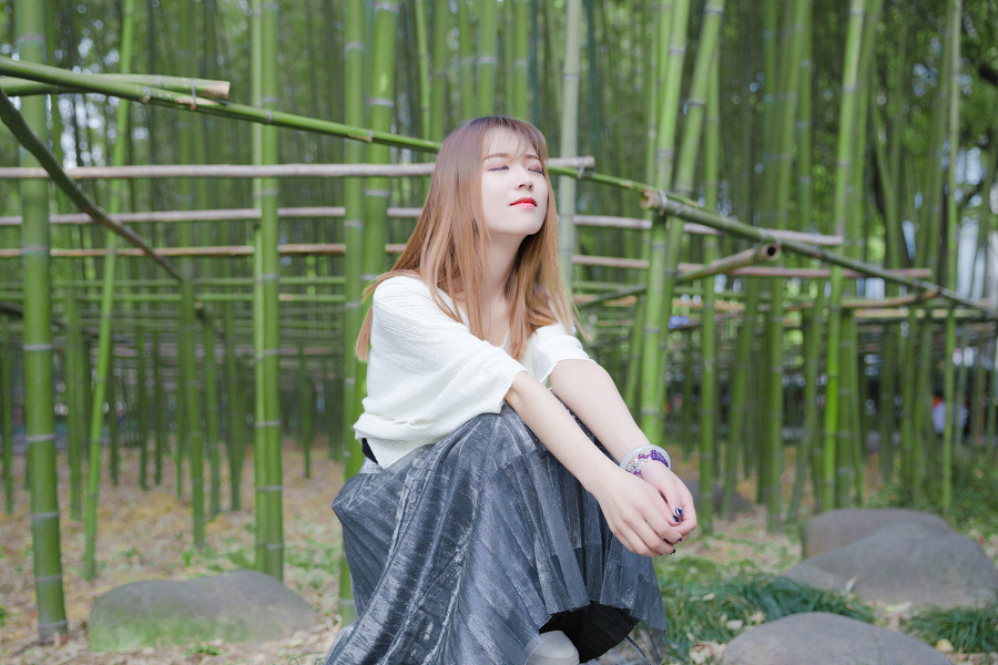 日系浅绿唯美人像摄影\/上海古城公园|人像|摄影