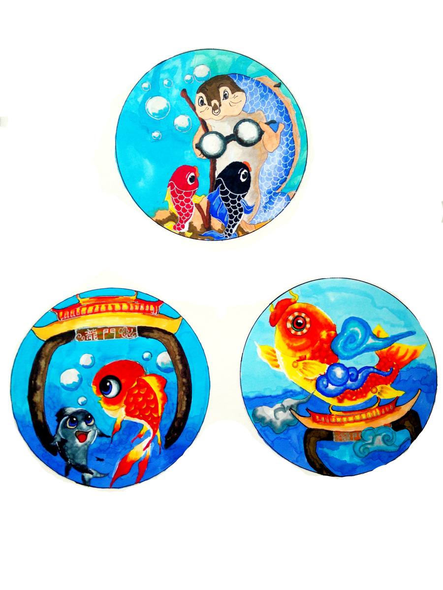 小鲤鱼跃龙门。|绘画习作|插画|撒浪嘿 - 原创设