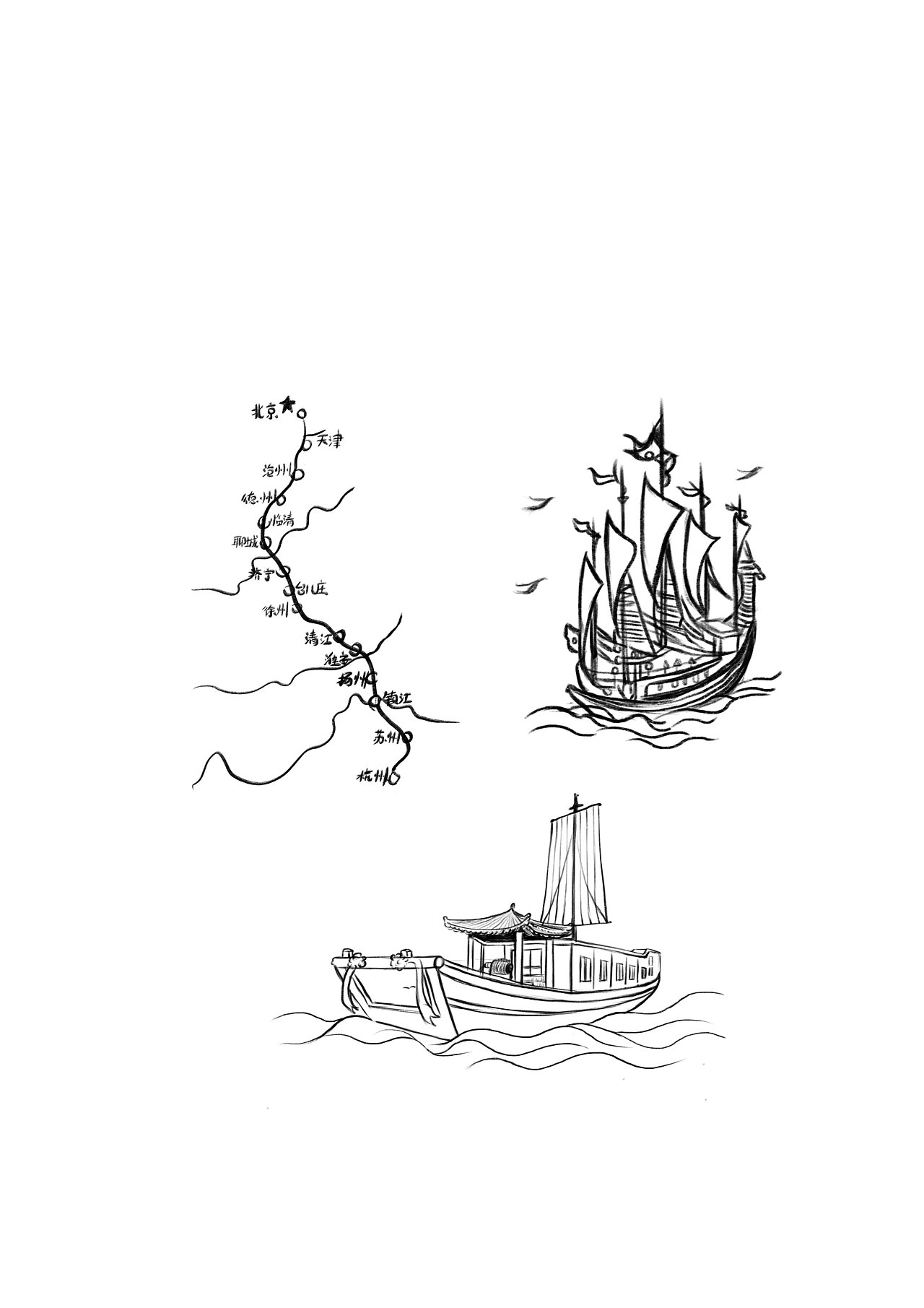 京杭大运河沿途风景线稿|插画|插画习作|糊eleven