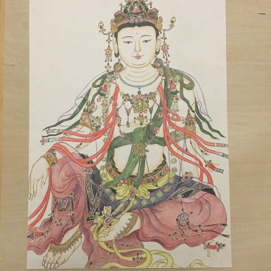 水月观音---法海寺壁画临摹|彩铅|纯艺术|梅子0