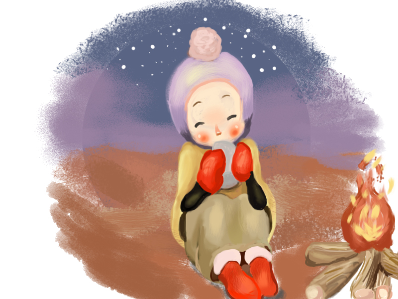 烤火-边吃插画边手绘的小女孩|厕所习作|绘画|i上女生初中面包 烤火-边吃插画边手绘的小女孩|厕所习作|绘画|i上女生初中面包