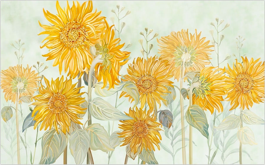 思舍布莱曼美式艺术壁纸电视背景影视墙纸客厅定制壁画墙布向日葵|商业插画|插画|思舍壁纸 - 原创设计作品 - 站酷 (ZCOOL)