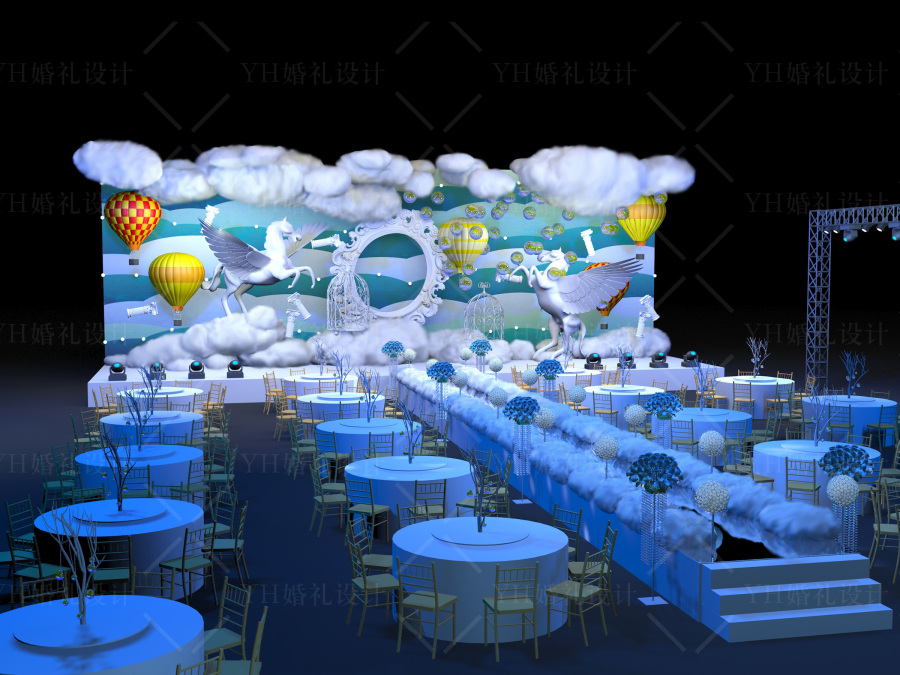 YHwedding婚礼设计 天马行空主题蓝白色婚礼