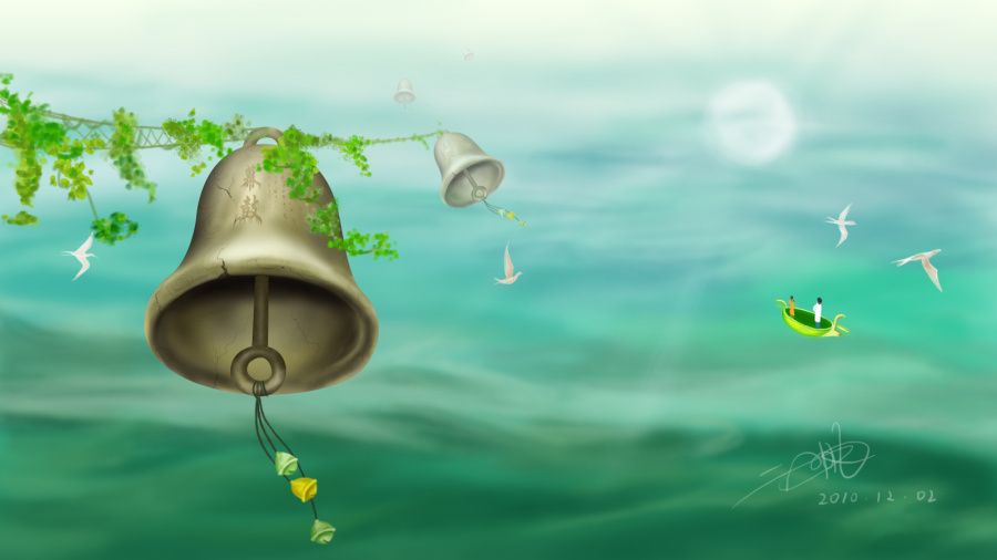 大海时钟壁纸||插画|wcfan123 - 原创设计作品 -