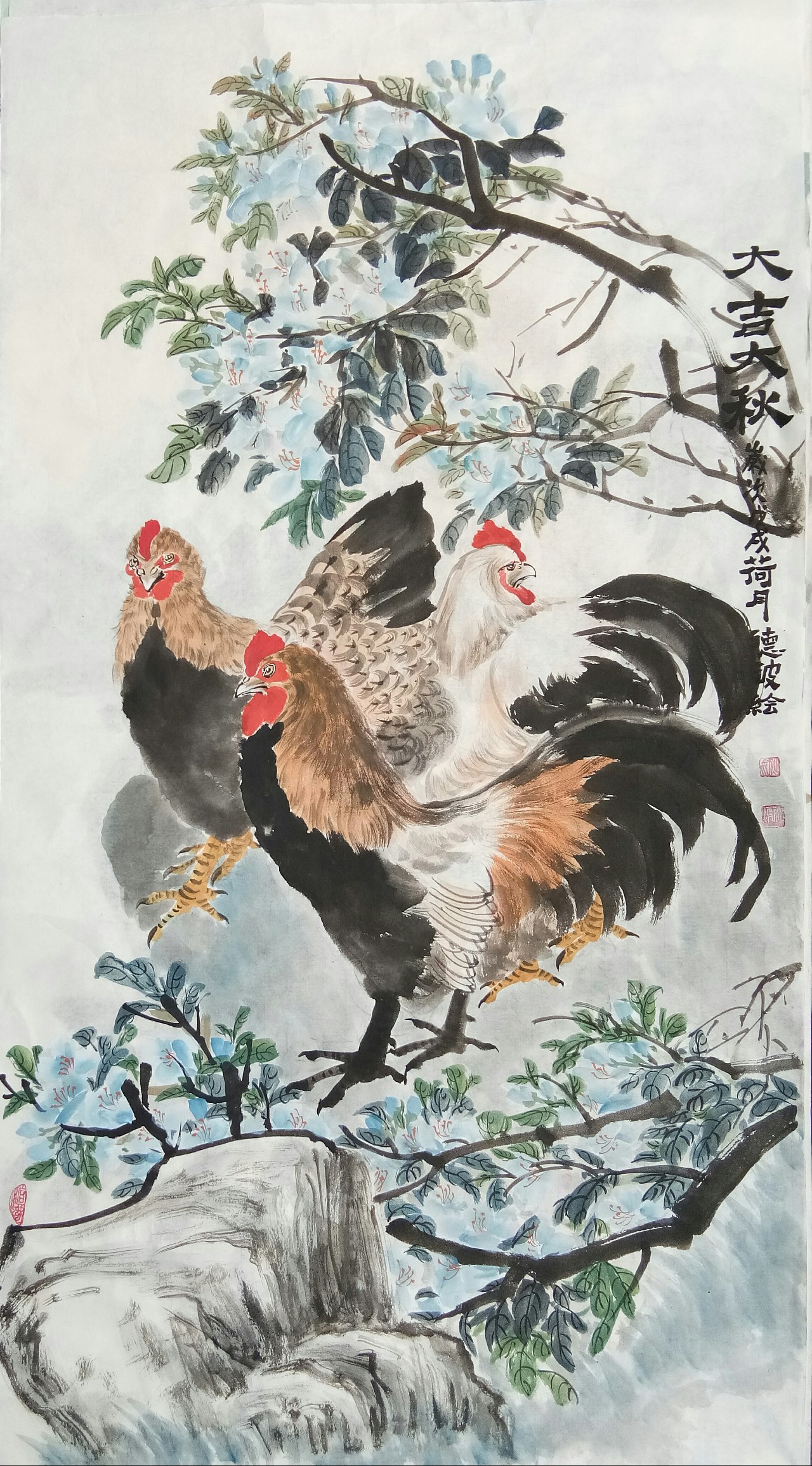 作品描述:中国传统文化以鸡为创作题材,寓意:"大吉大利