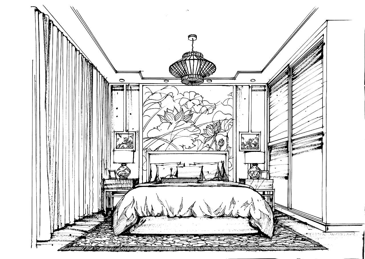 室内设计手绘作品分享（2）家装空间线稿_昆斯-站酷ZCOOL