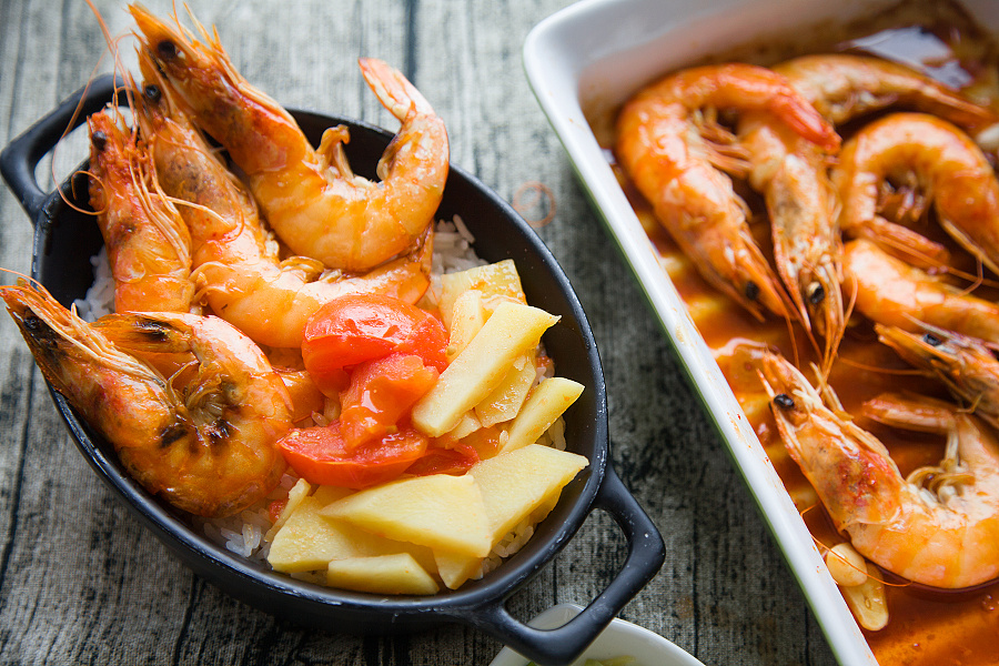 #办公室微波炉也可以很美味# 蕃茄土豆烤大虾