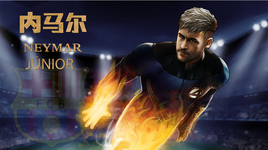 绿茵英雄传-足球明星的英雄形象|绘画习作|插画