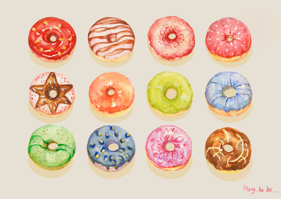 吃货福利\/甜甜圈|绘画习作|插画|我们宠物半个侯 - 原创设计作品 - 站酷 (ZCOOL)