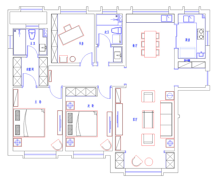 大连装修案例-大连保利天禧-163m|室内设计|空