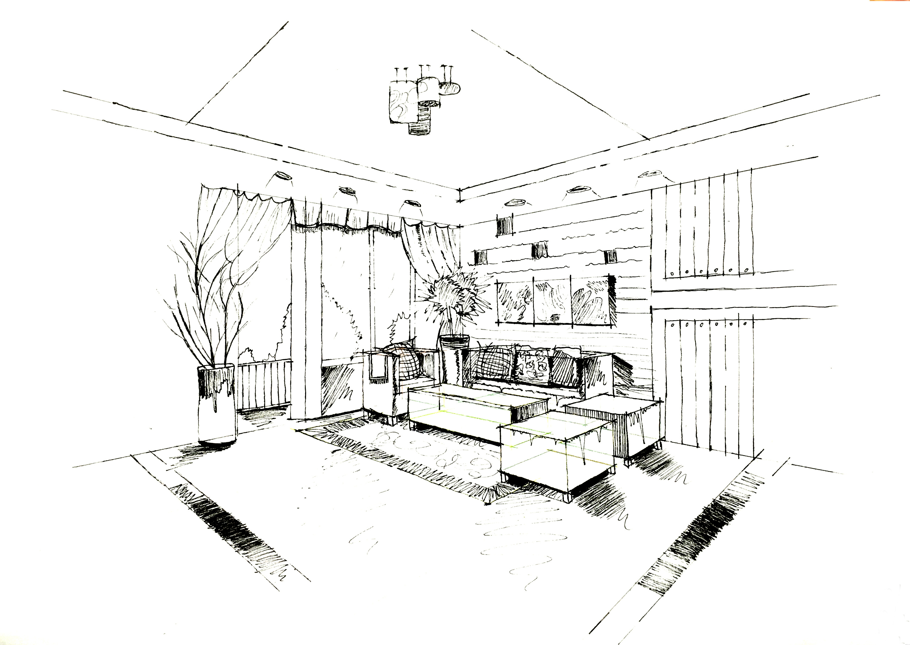 工程图 户型 户型图 简笔画 平面图 手绘 线稿 3000_2127