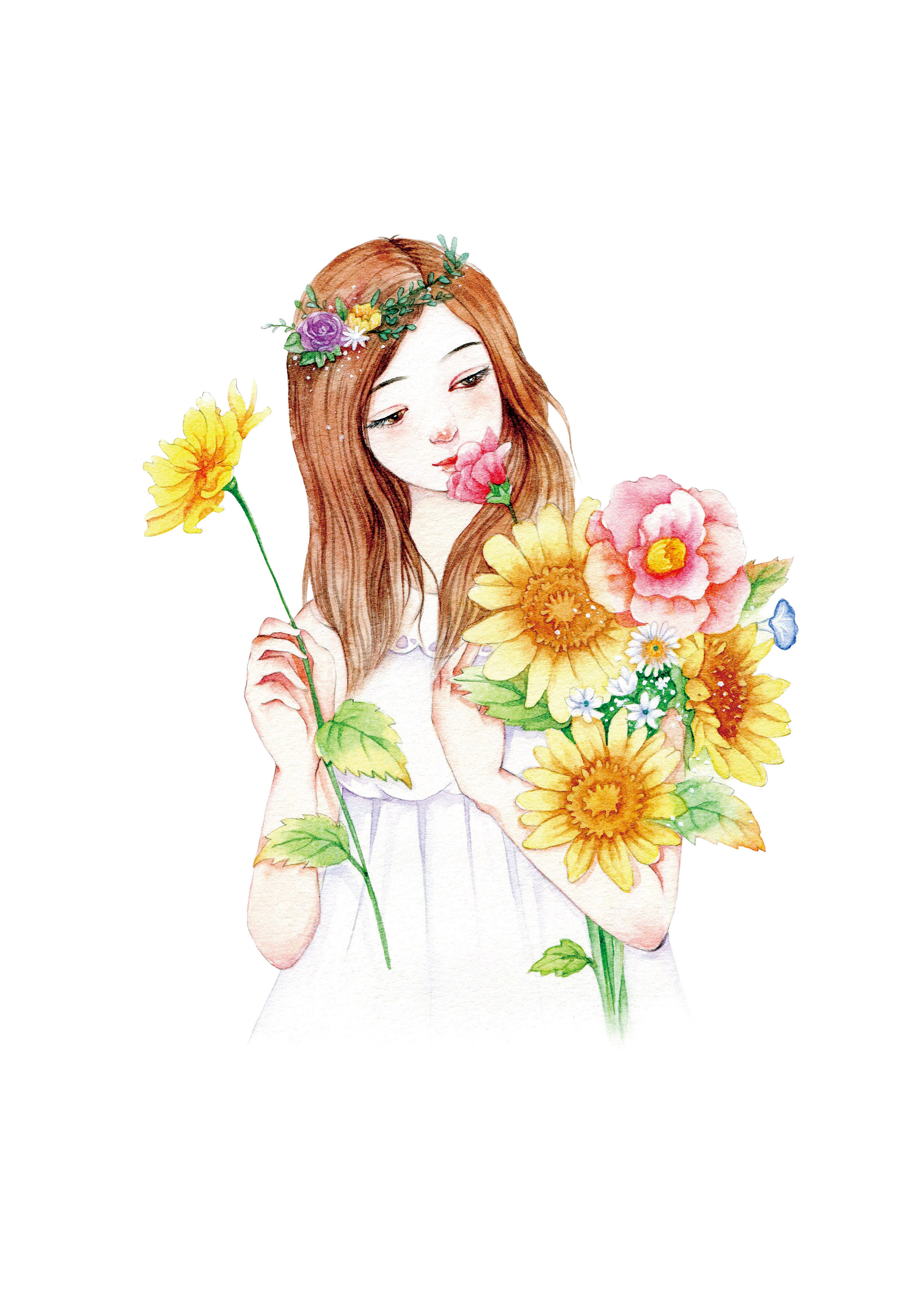 女孩与花