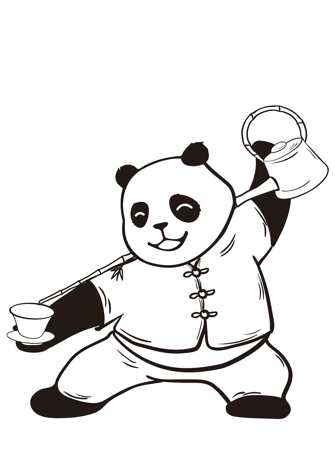 熊猫功夫茶|插画|商业插画|设计搬运工老王 - 临摹
