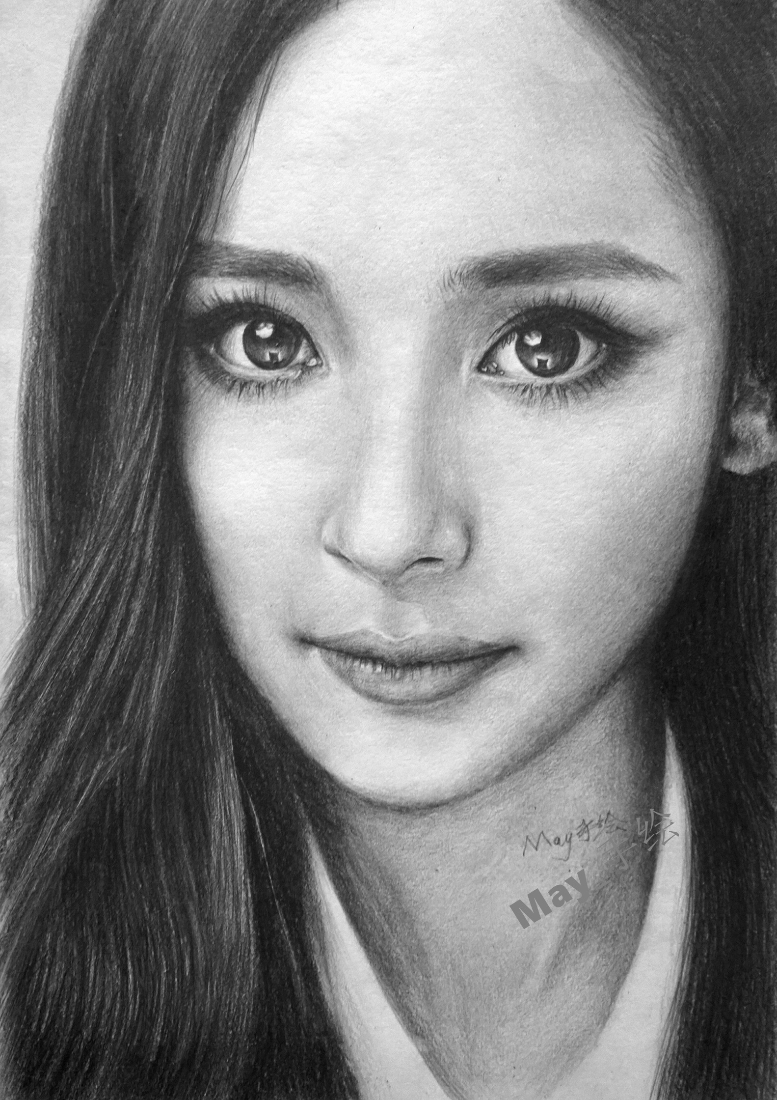 如何画杨幂_杨幂素描画步骤_黄子韬的素描画