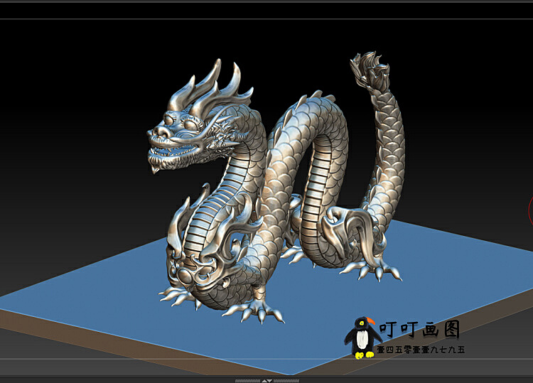 中国龙雕塑3d画图建模的设计模型,3d建模雕塑龙