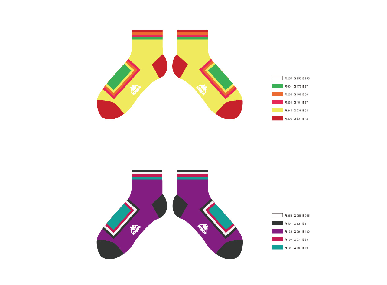 kappa袜子袜形与图案设计