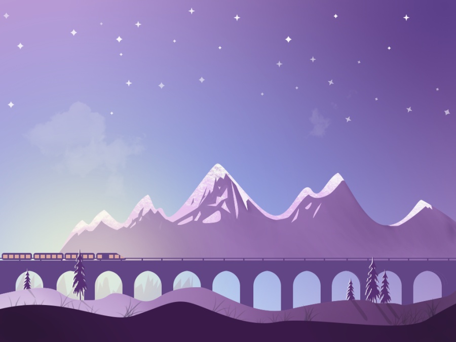 唯美场景插画临摹|绘画习作|插画|参商永离北落