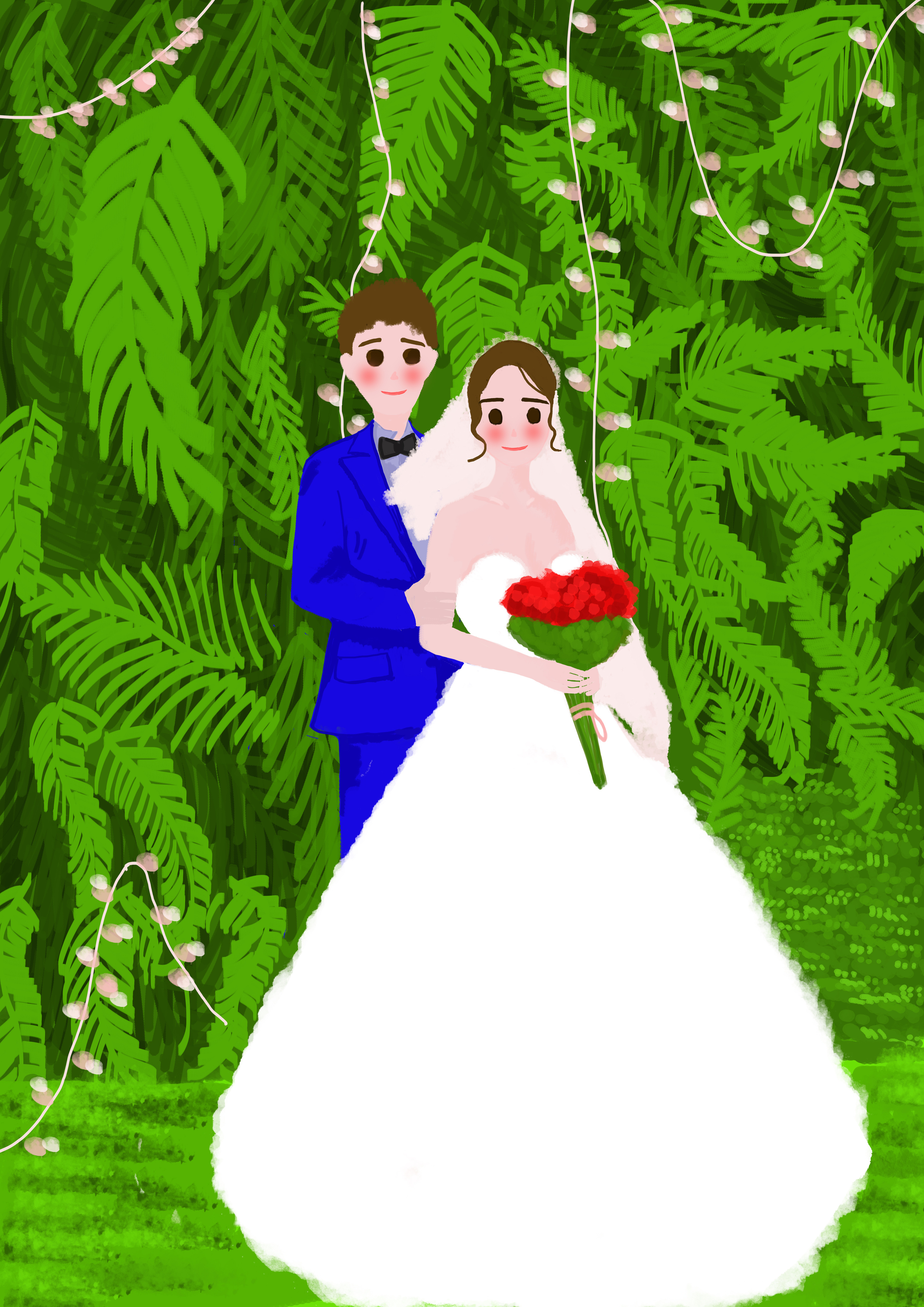 结婚照囍囍囍囍|插画|商业插画|小马儿叮叮叮 - 原创