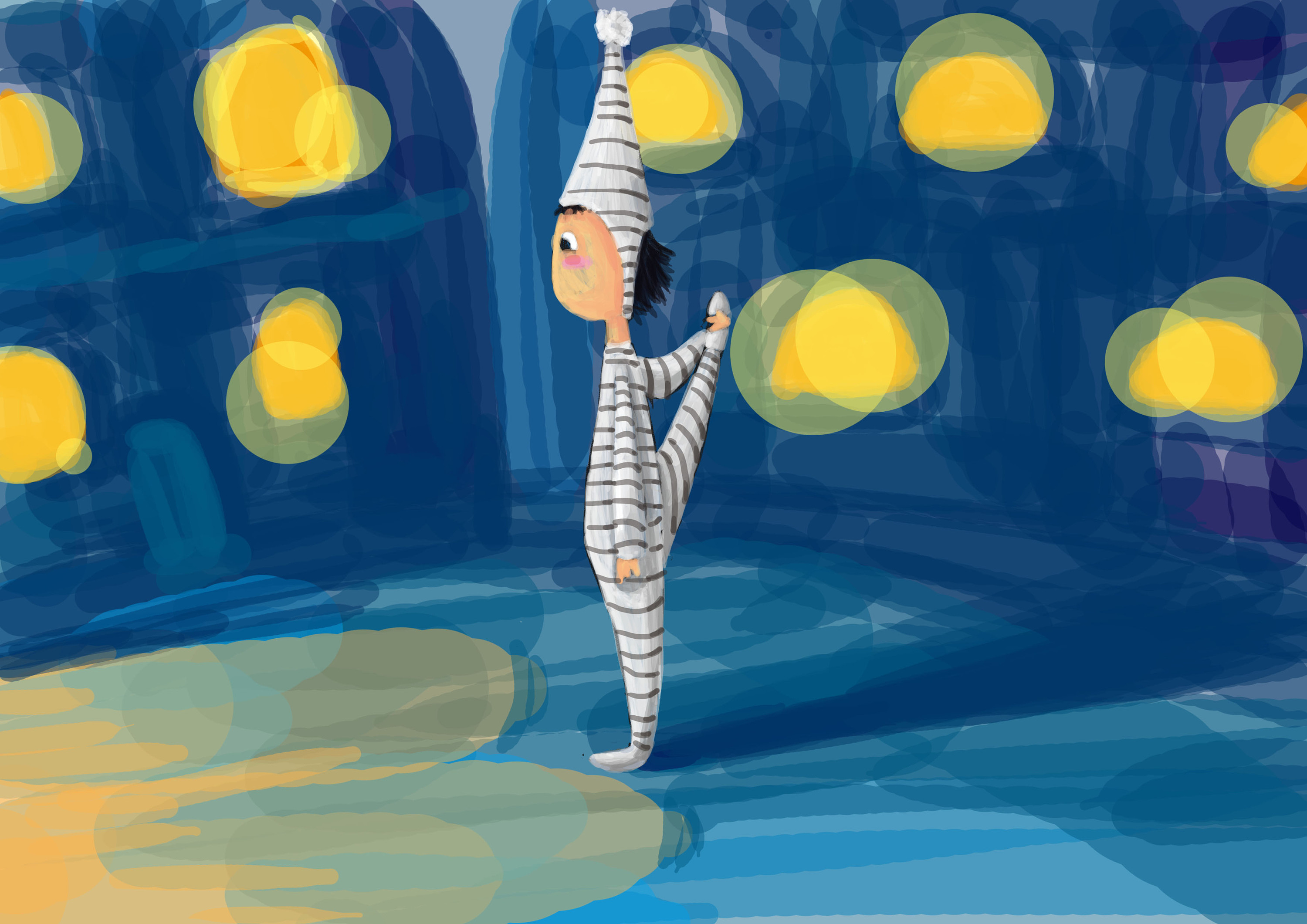 穿条纹睡衣的男孩