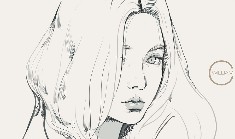 手绘人像线稿|插画|插画习作|威廉君 - 原创作品 - 站酷 (ZCOOL)