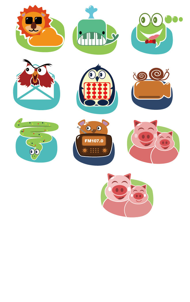 三加二团队练手作品-动物卡通手机图标