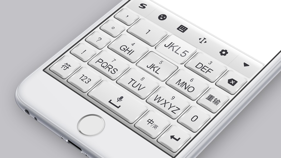 灰白键盘打字机皮肤展示|移动设备主题\/APP皮