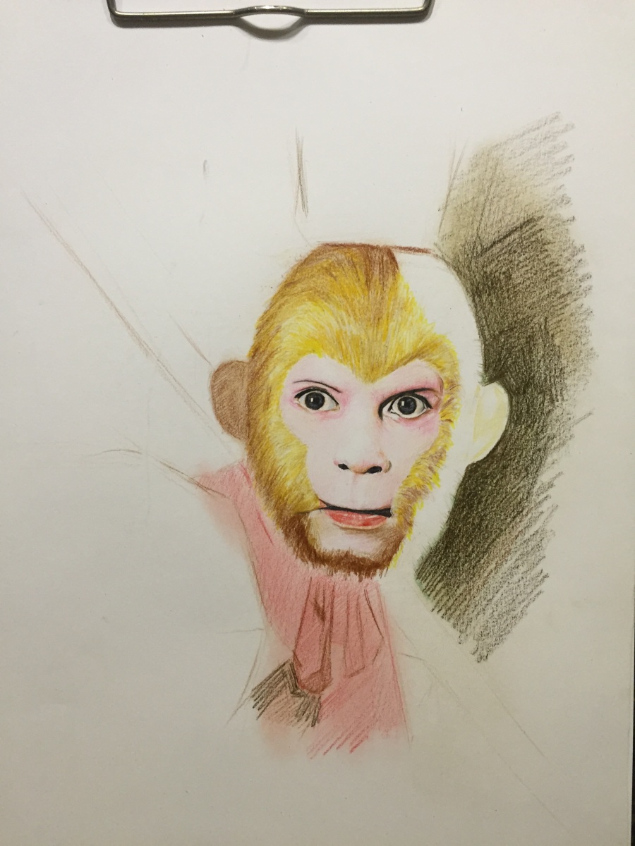 孙悟空,上传留念|彩铅|纯艺术|李斯特 - 原创设计