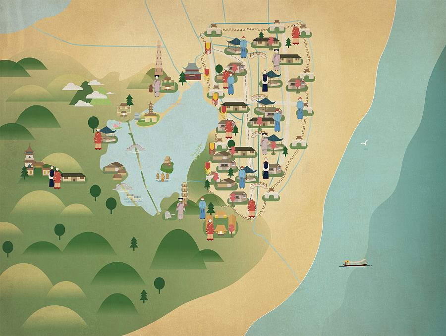 燕寻杭城|杭州古地图变迁|信息图|平面|请叫我花