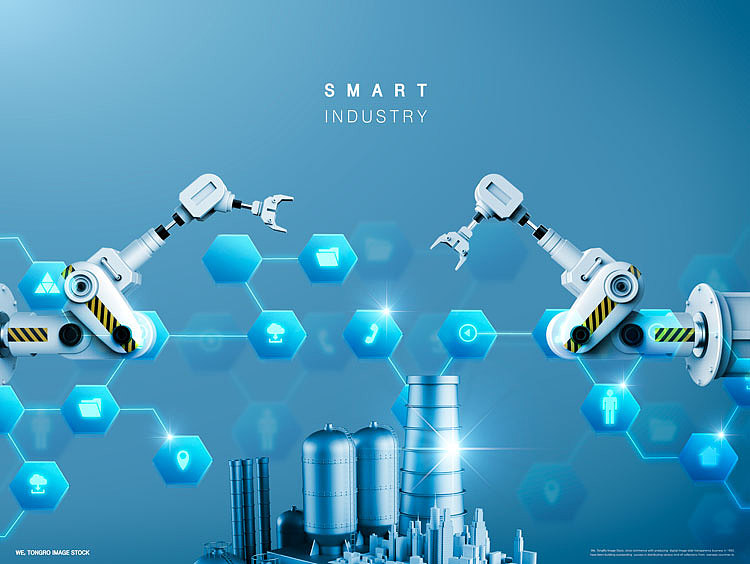 高科技创新制造业智能工业4.0自动化机械海报ps设计