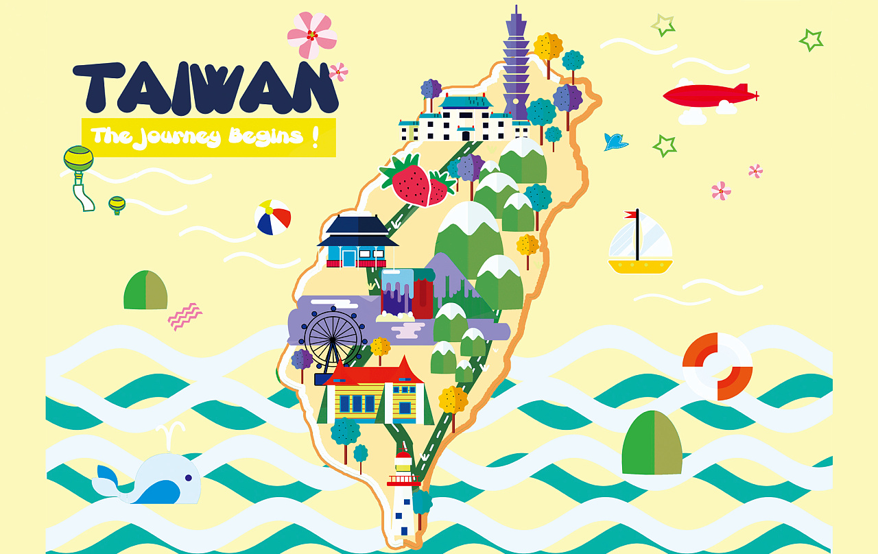 台湾卡通地图设计|插画|商业插画|吖guan - 原创作品