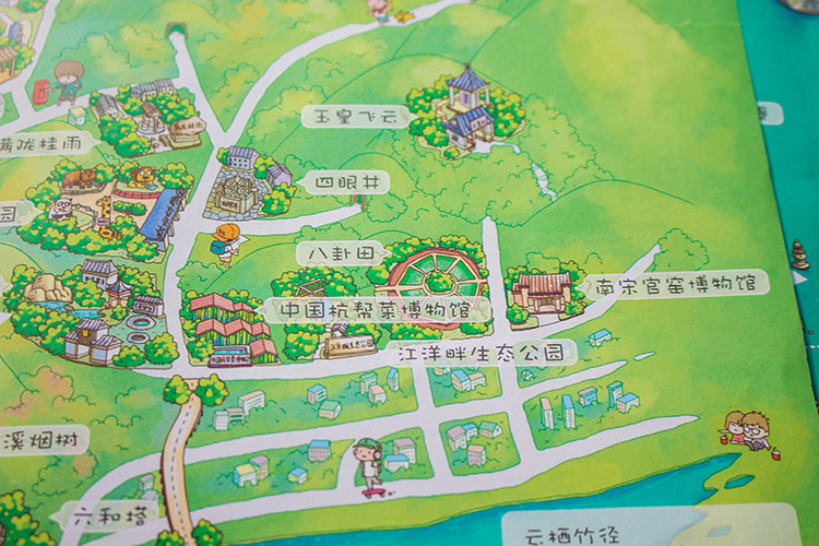 杭州手绘地图 石头人杭州手绘旅行册 杭州旅游