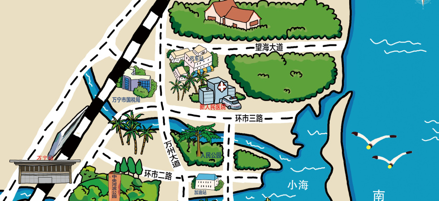 海南地产手绘地图---区域图|其他绘画|插画|den