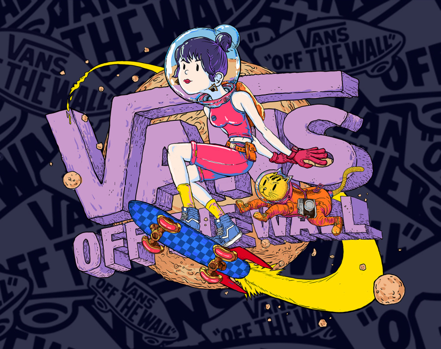 #VANS艺术家#小宇宙滑板少女|商业插画|插画