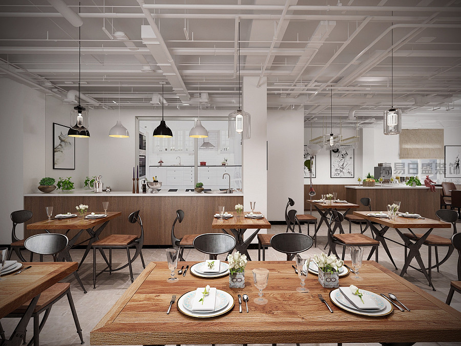 147㎡现代Loft风格员工餐厅|室内设计|空间\/建筑