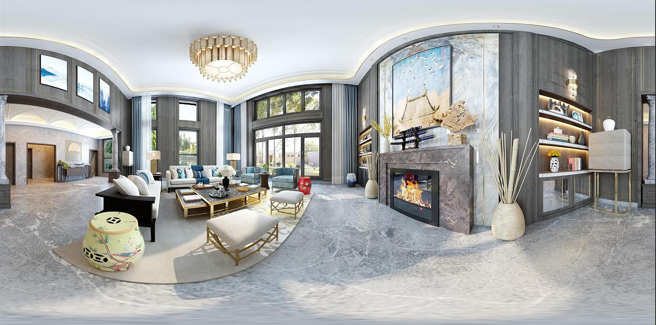 corona-render 新中式别墅全景|空间|室内设计|急