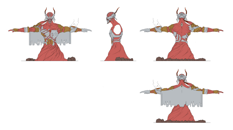 邪帝盖乌斯及其三视图|游戏原画|插画|青渊 - 原