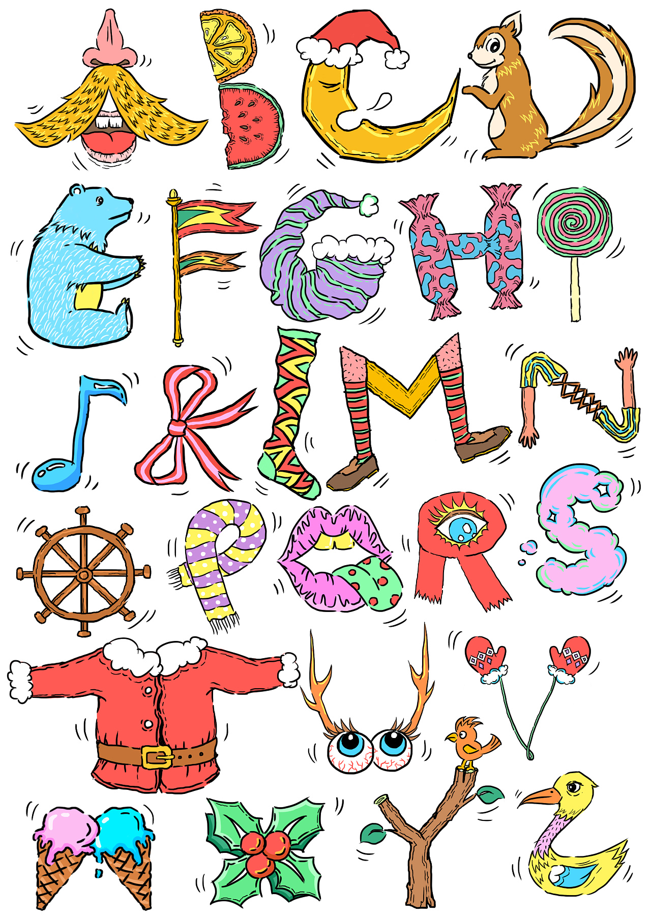 圣诞26个字母|插画|商业插画|啊眯啊眯 - 原创作品