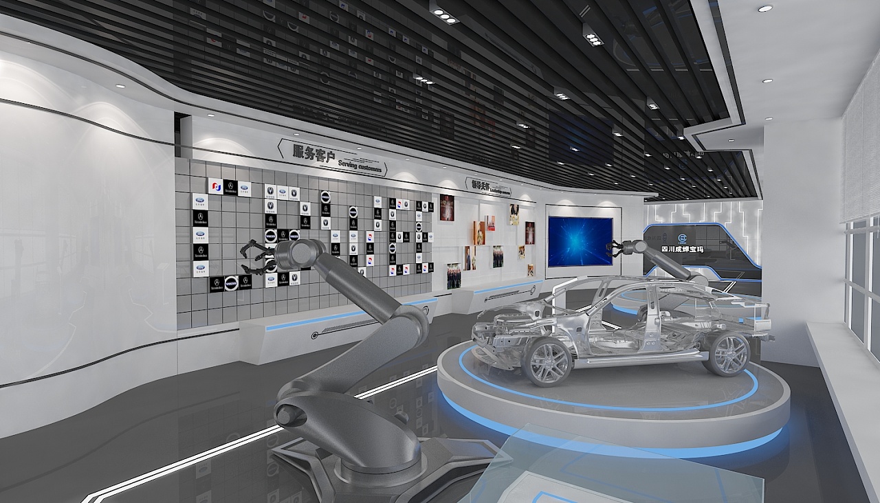 宝玛展厅 科技 机器人 3d效果图 cad施工图 展厅展览