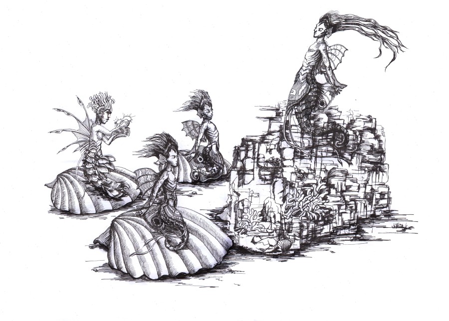 童话海洋|钢笔画|纯艺术|艺豆壳雨 - 原创设计作