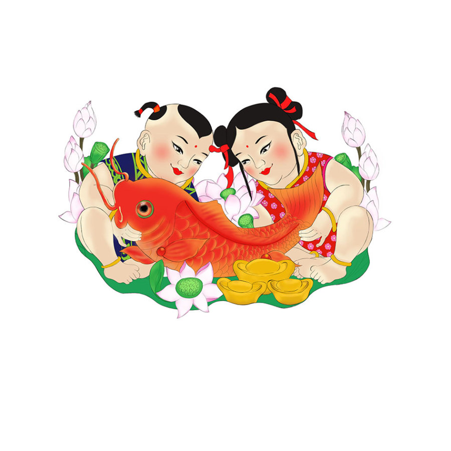 年画娃娃|绘画习作|插画|achou_yu - 原创设计作