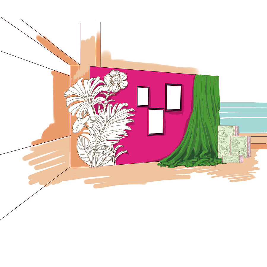 婚礼场景布置设计手绘效果图|绘画习作|插画|h