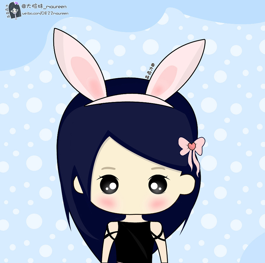 大脸妹-呆萌系列|绘画习作|插画|Maureen穆子 -