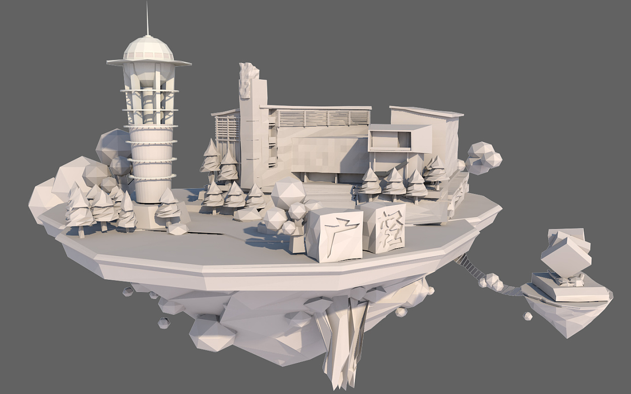LOW POLY 云端上的广轻|三维|场景|iChakWai - 原创作品 - 站酷 (ZCOOL)